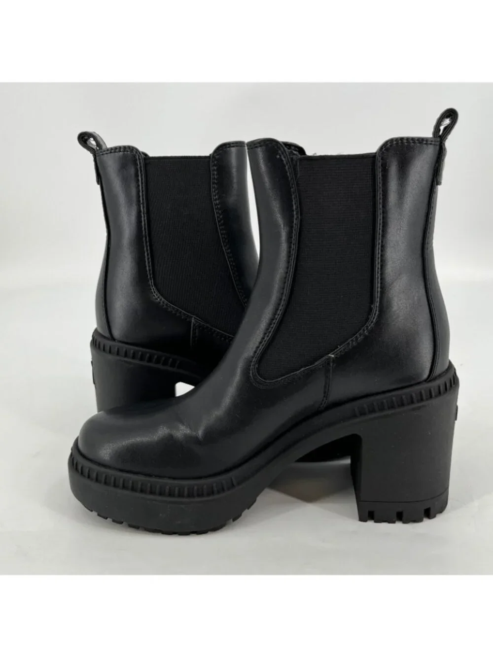 Calvin Klein Fayth 2 Ankle Boots Black Size 6M Faux Leather Buckle Lug Sole